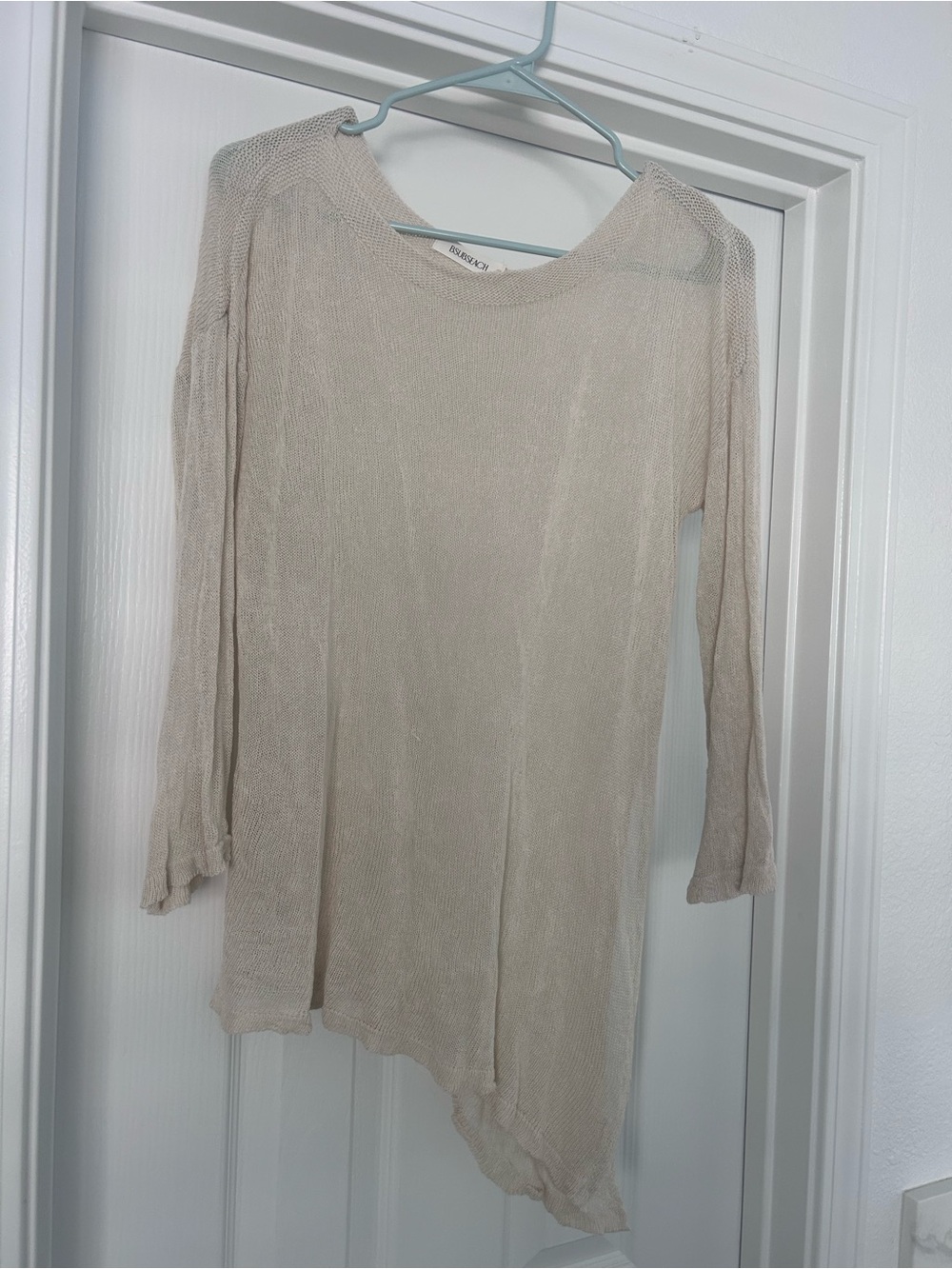 Asymmetrical Knit Tunic Sweater in Beige size L